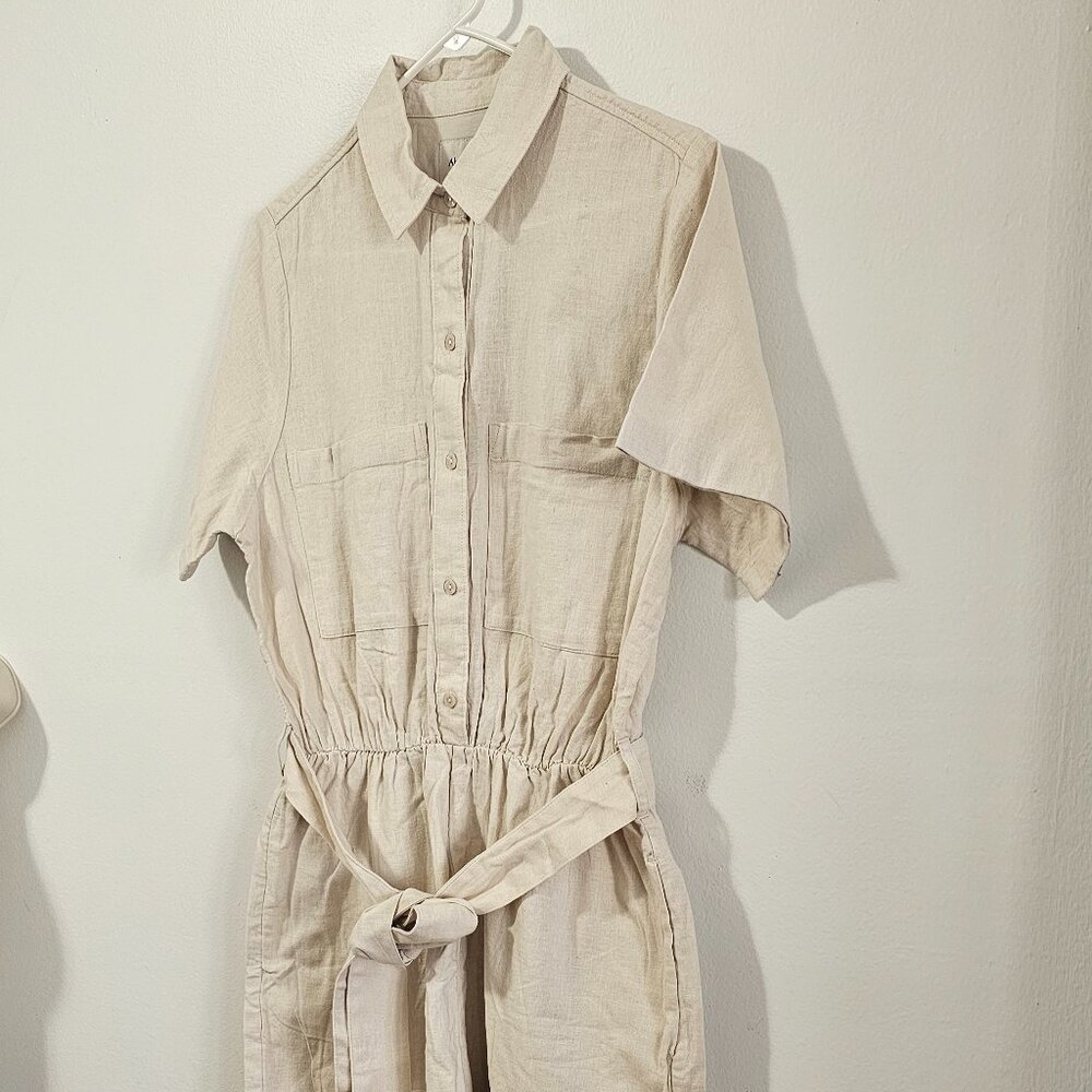 Abercrombie & Fitch Linen-Blend Utility Romper beige Size M - 159-313-00019-420 - Picture 5 of 8